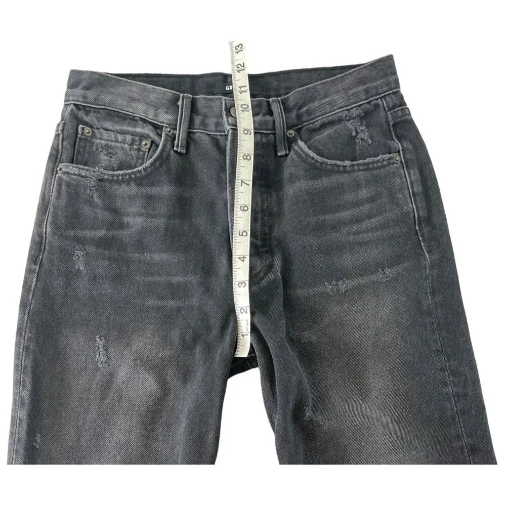 GRLFRND Karolina Black High Rise‎ Straight Ripped Jeans Wild Thing 25 $195